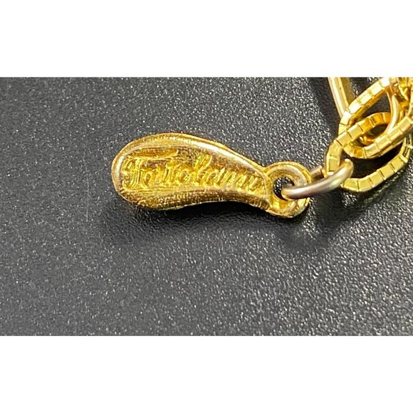 Vintage Tortolani Necklace Abstract Shiny Gold Tone Bib Designer 15.5 inches - Picture 7 of 8